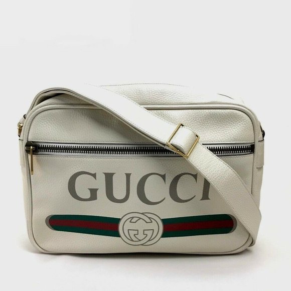 Authentic GUCCI 523589 Logo print Messenger bag Shoulder Bag Cross body Leather - Picture 1 of 12